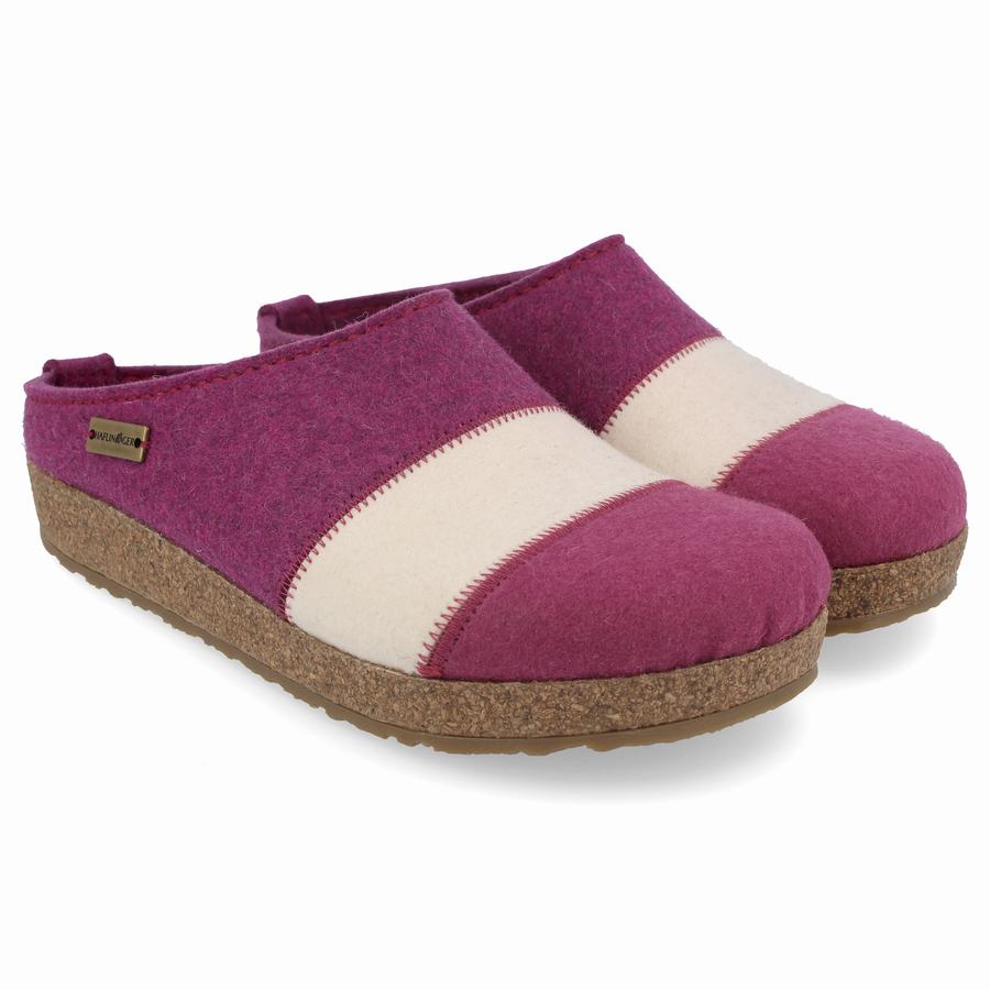 Haflinger Lines Clogs Damen Lila Weiß | MOV8930IF