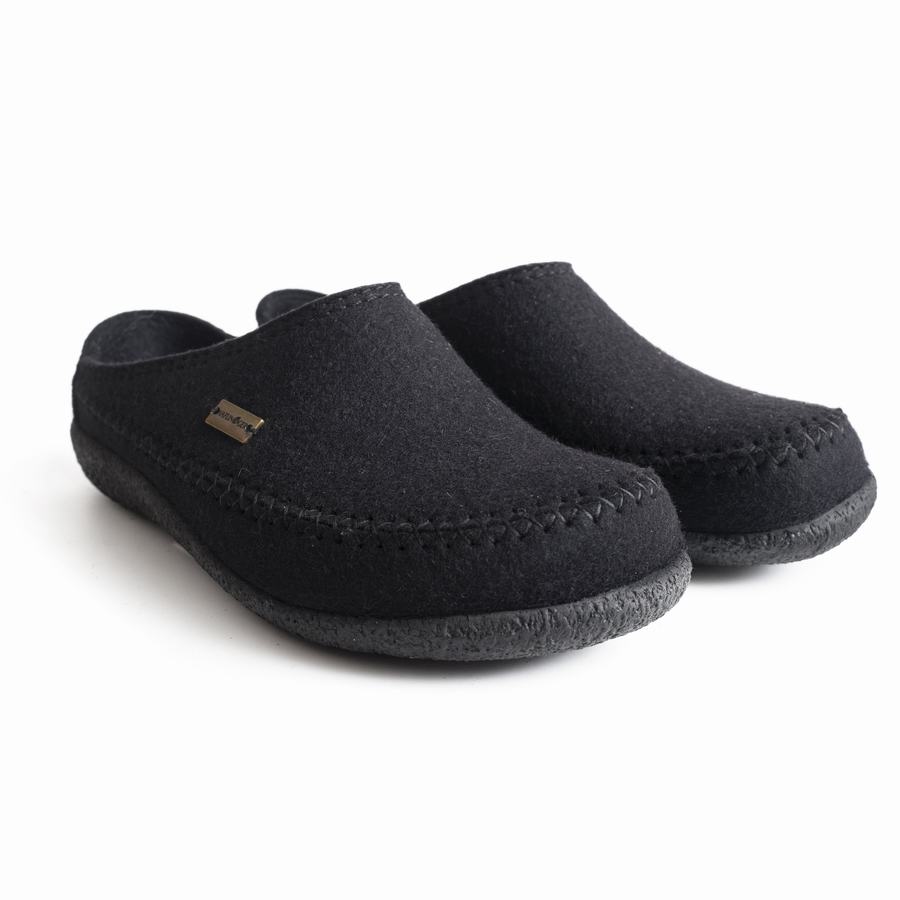 Haflinger Fletcher harter Sohle Hausschuhe Damen Schwarz | NHU2887QG
